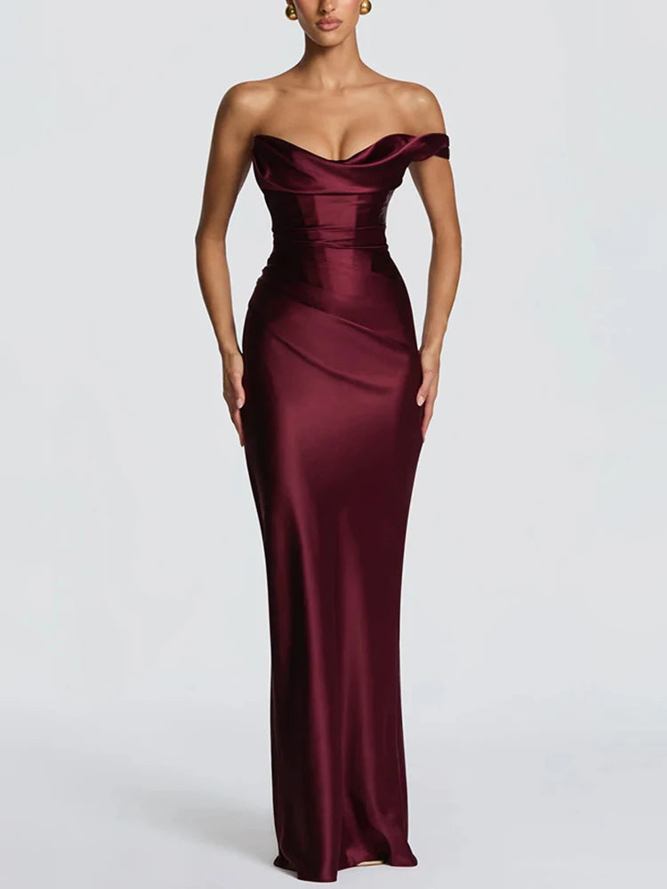 Elegant One-Shoulder Satin Mermaid Maxi Dress