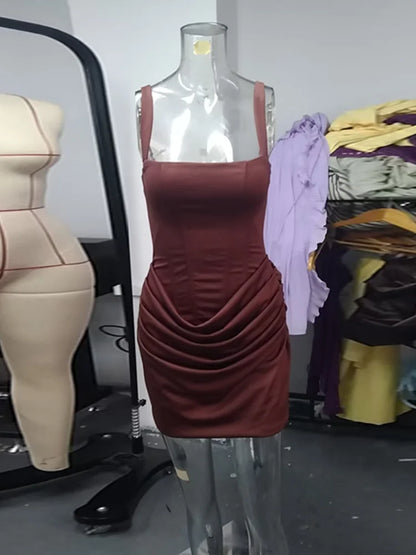 Women’s Corset Pleated Backless Bodycon Mini Dress