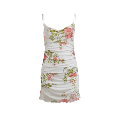 Women’s Vintage Floral Ruched Mini Dress