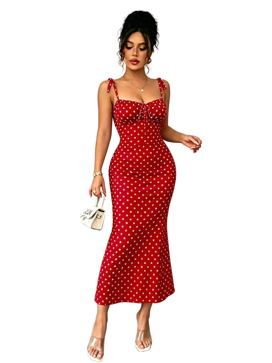 Red Polka Dot Fishtail Skirt – Slim Fit Vintage Style