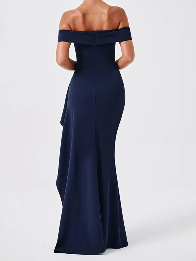 Women's One-Shoulder Slit Maxi Party Dress