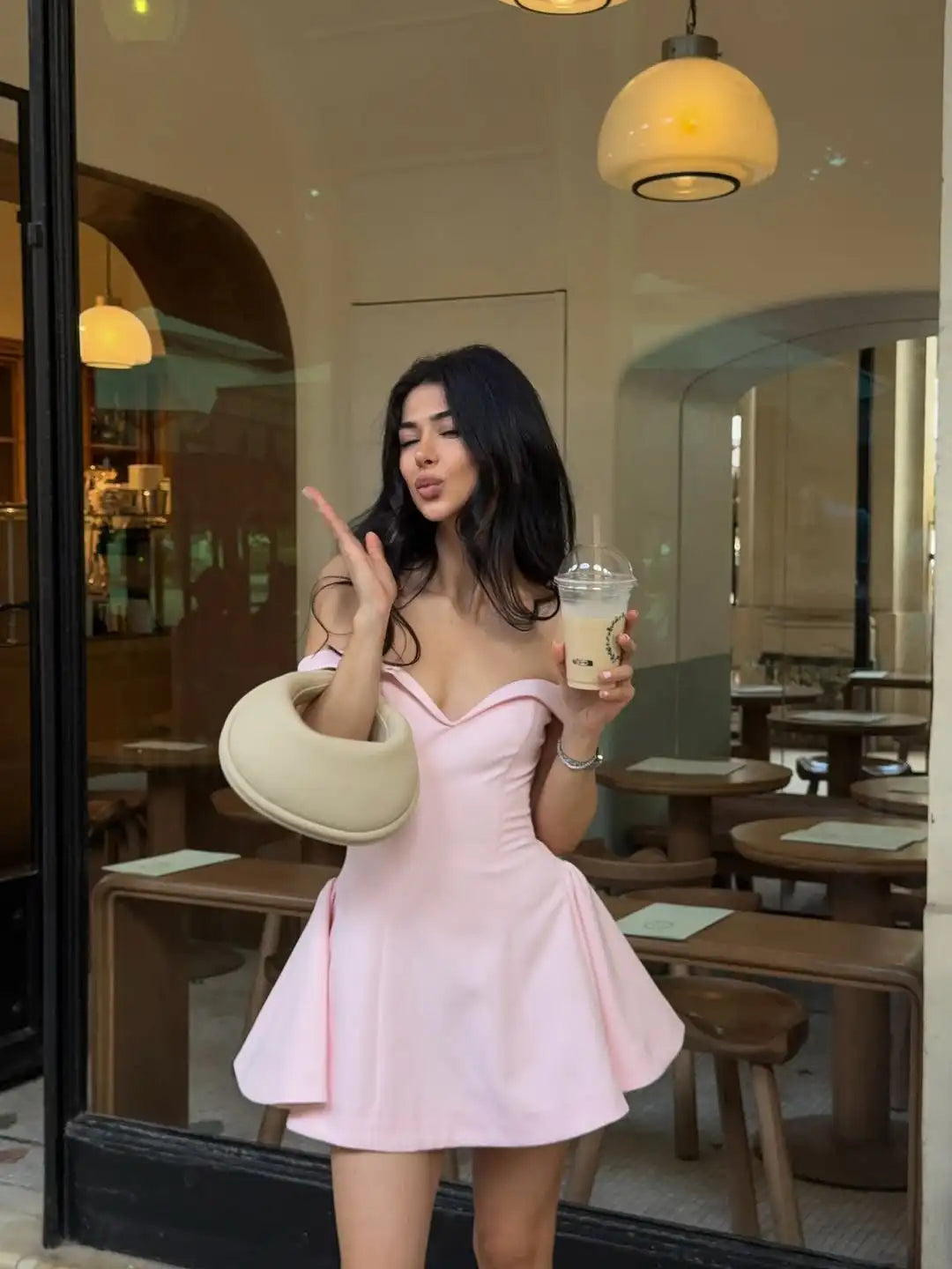 Women's Off-Shoulder Sweetheart Mini Dress