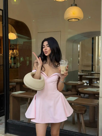Women's Off-Shoulder Sweetheart Mini Dress