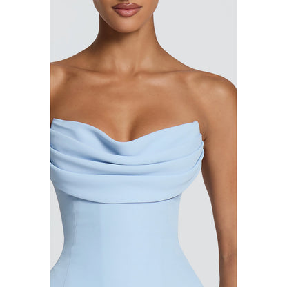 Draped Strapless Corset Midi Dress
