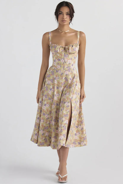 Elegant Square-Neck Halter Maxi Dress