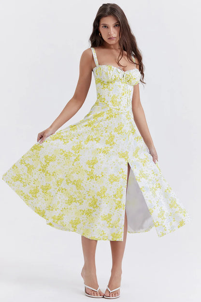 Elegant Square-Neck Halter Maxi Dress