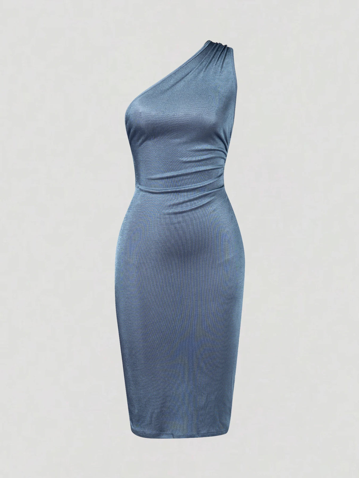 Elegant Light Blue One-Shoulder Bodycon Dress