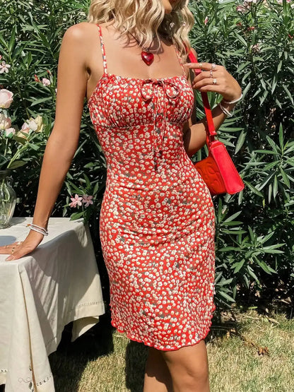 Women’s Red Floral Print Mini Dress