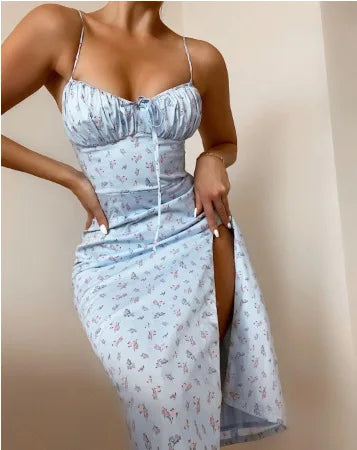 Women’s Floral Slim-Fit Slit Beach Dress