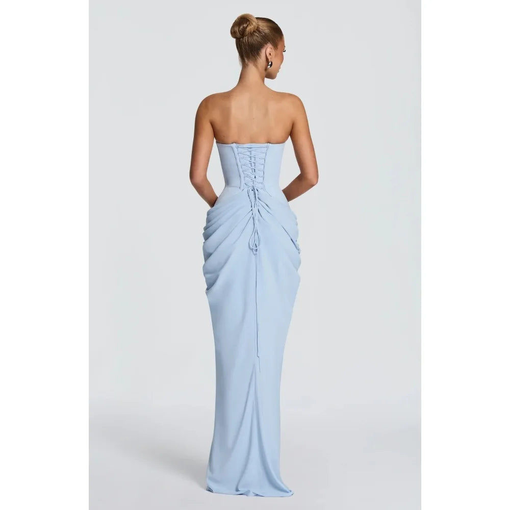 Strapless Sweetheart Ruched Mermaid Maxi Dress