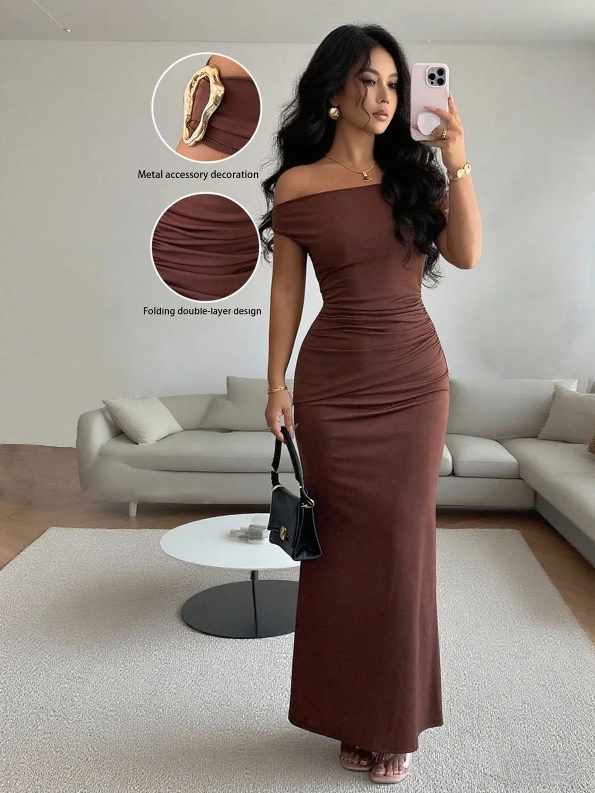 legant Off-Shoulder Evening Gown