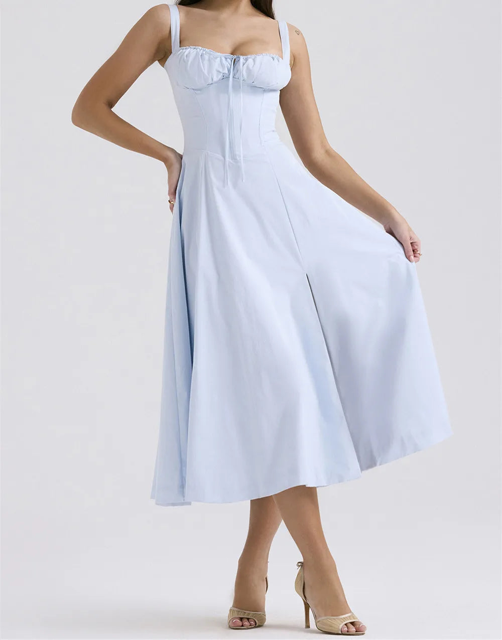 Elegant Square-Neck Halter Maxi Dress