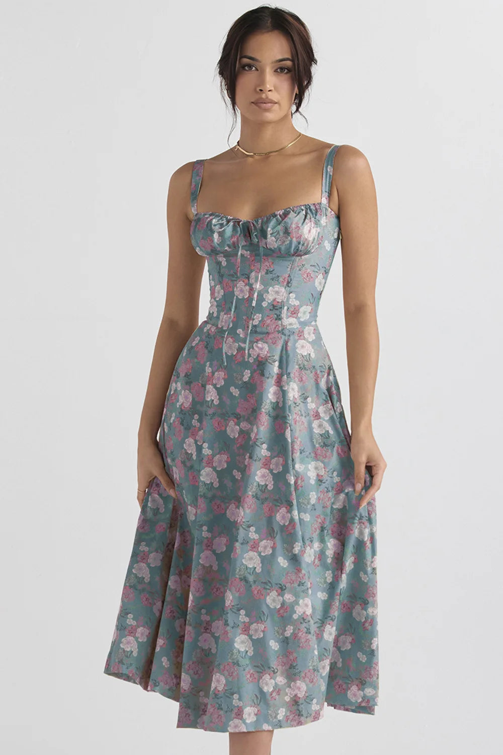 Elegant Square-Neck Halter Maxi Dress