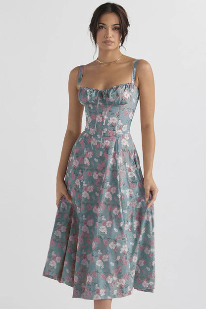 Elegant Square-Neck Halter Maxi Dress
