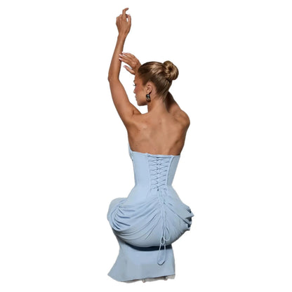 Strapless Sweetheart Ruched Mermaid Maxi Dress