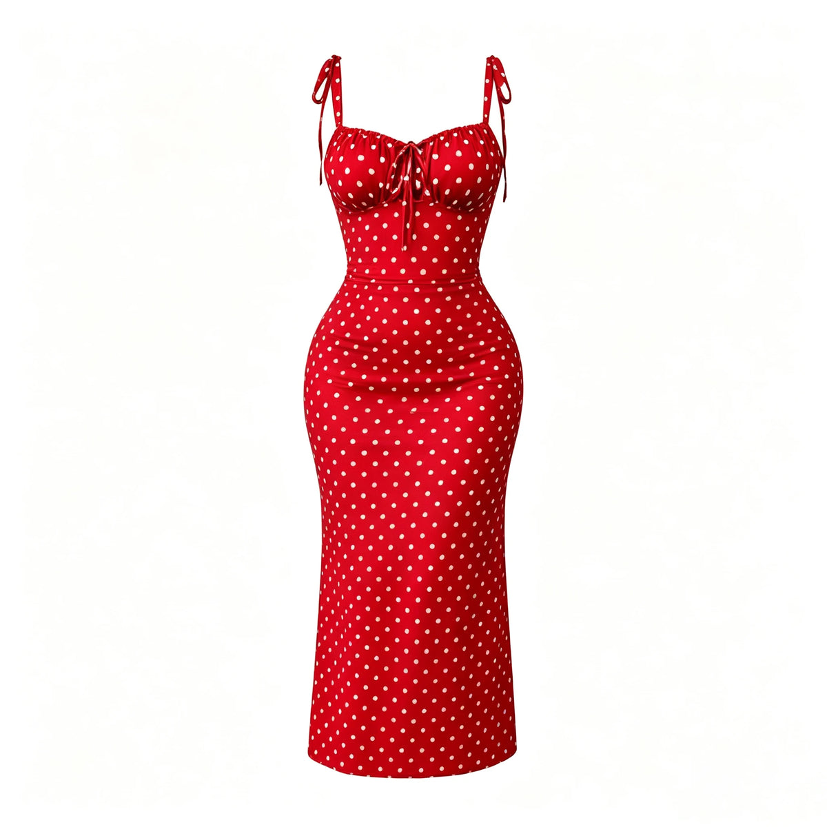 Red Polka Dot Fishtail Skirt – Slim Fit Vintage Style