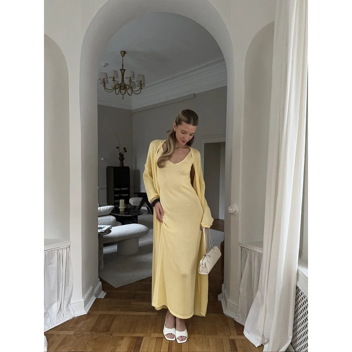 Women’s Knitted Hollow Long Dress