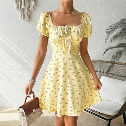 Women’s Floral Square Neck Beach Maxi Dress