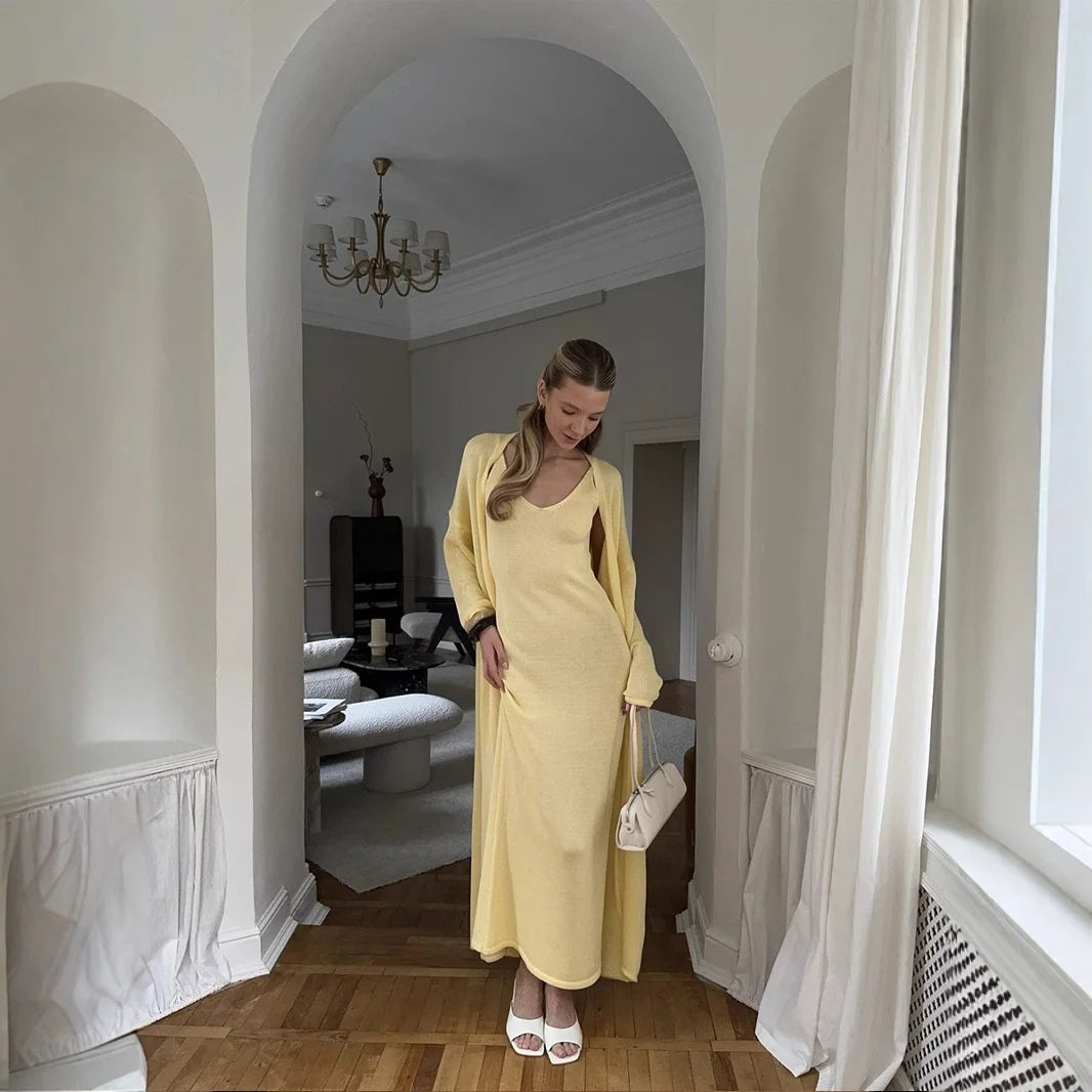 Women’s Knitted Hollow Long Dress