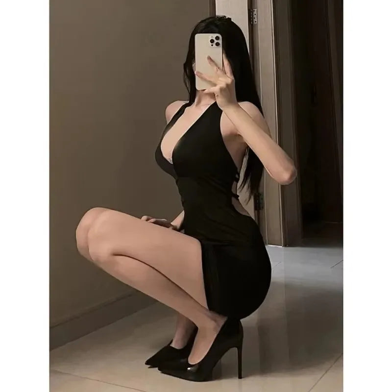 Sexy Halter Backless V-Neck Mini Dress