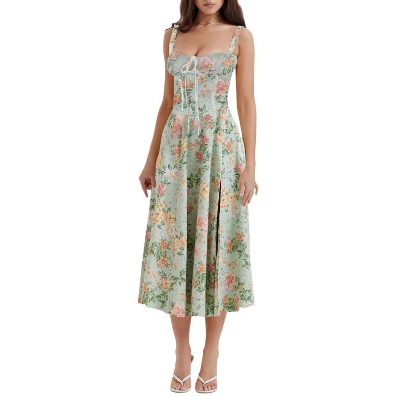 Elegant Square-Neck Halter Maxi Dress
