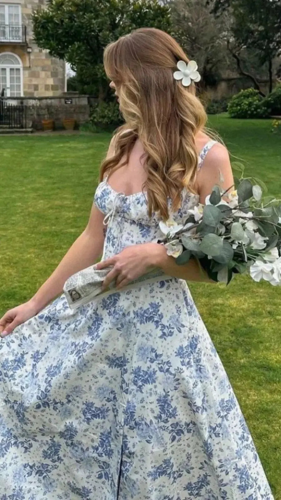 Sexy Floral Corset Midi Dress – High Waist Summer Sundress