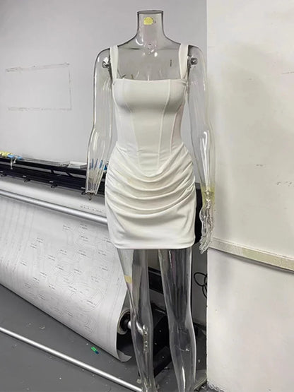 Women’s Corset Pleated Backless Bodycon Mini Dress