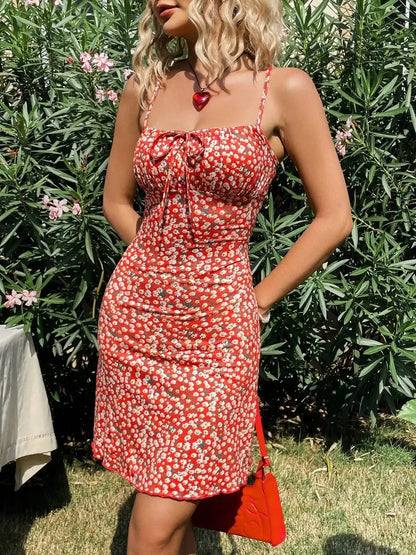 Women’s Red Floral Print Mini Dress
