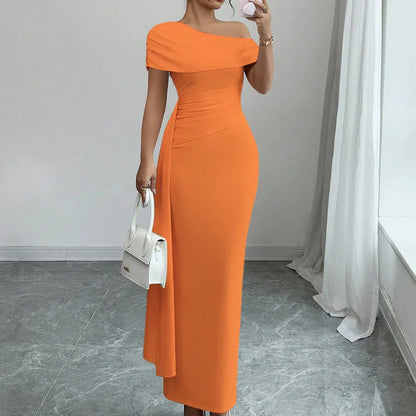 Women's Off-Shoulder Ruched Bodycon Maxi Dress
