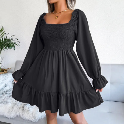 Women’s Square Neck Ruffle Mini Dress