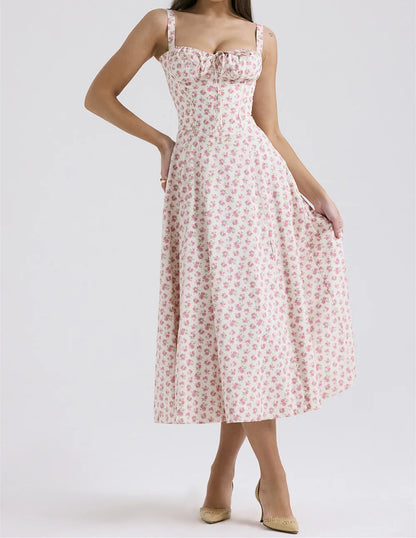 Elegant Square-Neck Halter Maxi Dress