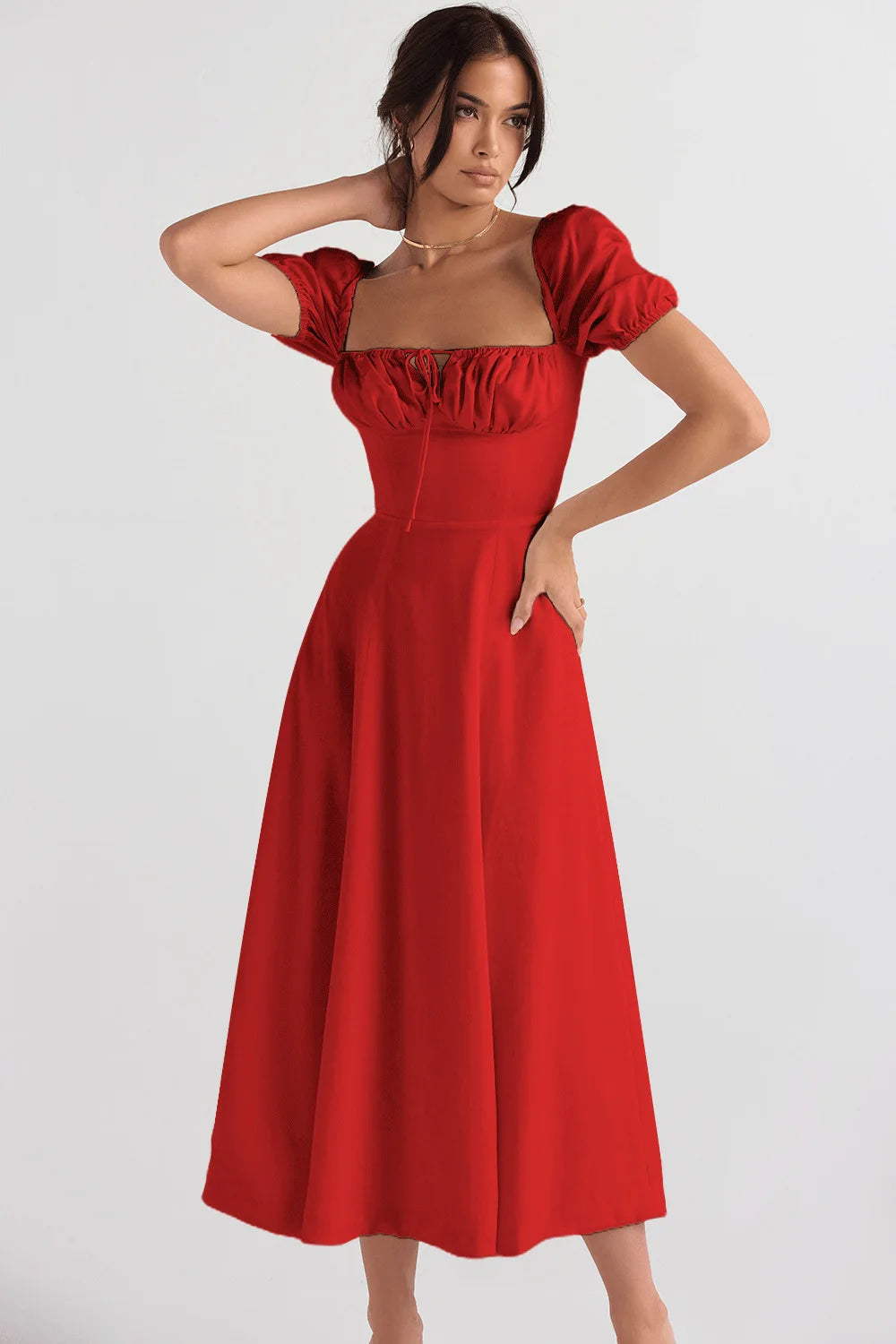 Elegant Square-Neck Halter Maxi Dress