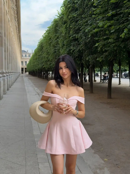 Women's Off-Shoulder Sweetheart Mini Dress