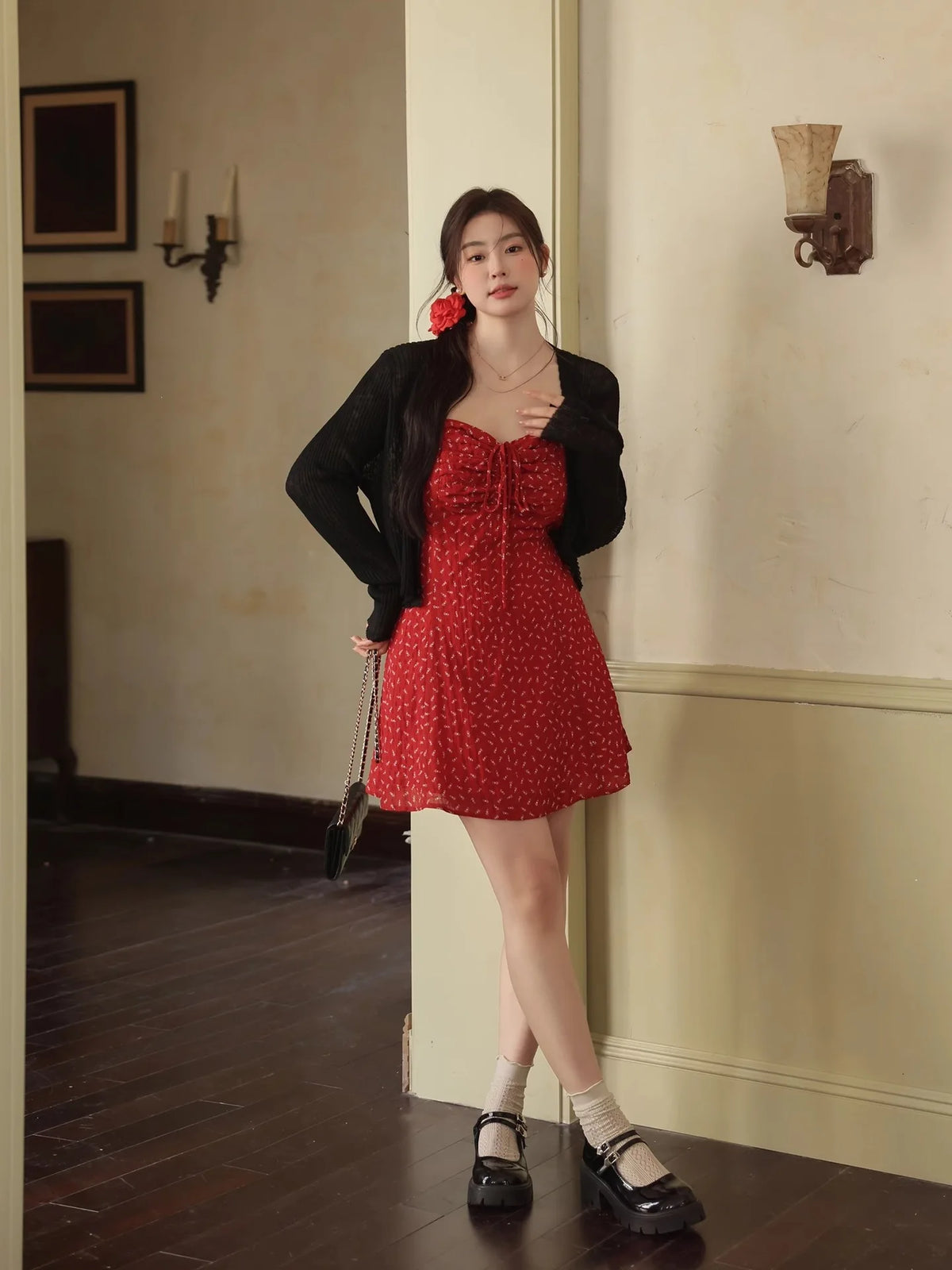 Women’s Retro Red Strapless A-Line Mini Dress
