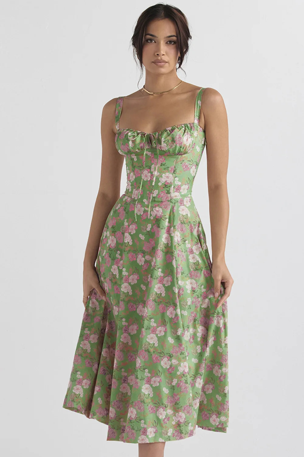 Elegant Square-Neck Halter Maxi Dress