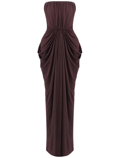 Elegant Strapless Pleated Backless Dress