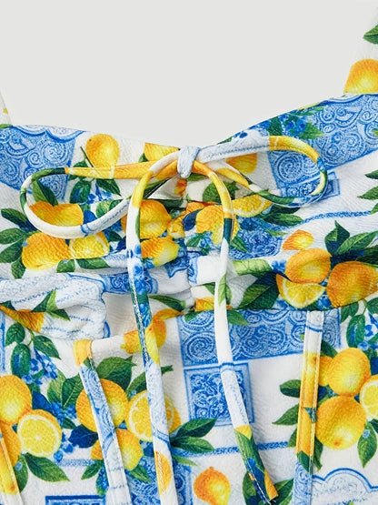 French Floral Belted A-Line Mini Dress
