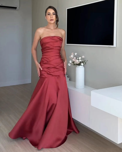 Strapless Satin Mermaid Prom Dress