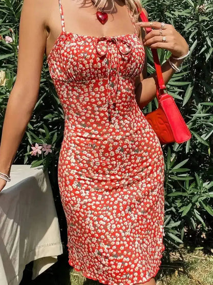 Women’s Red Floral Print Mini Dress
