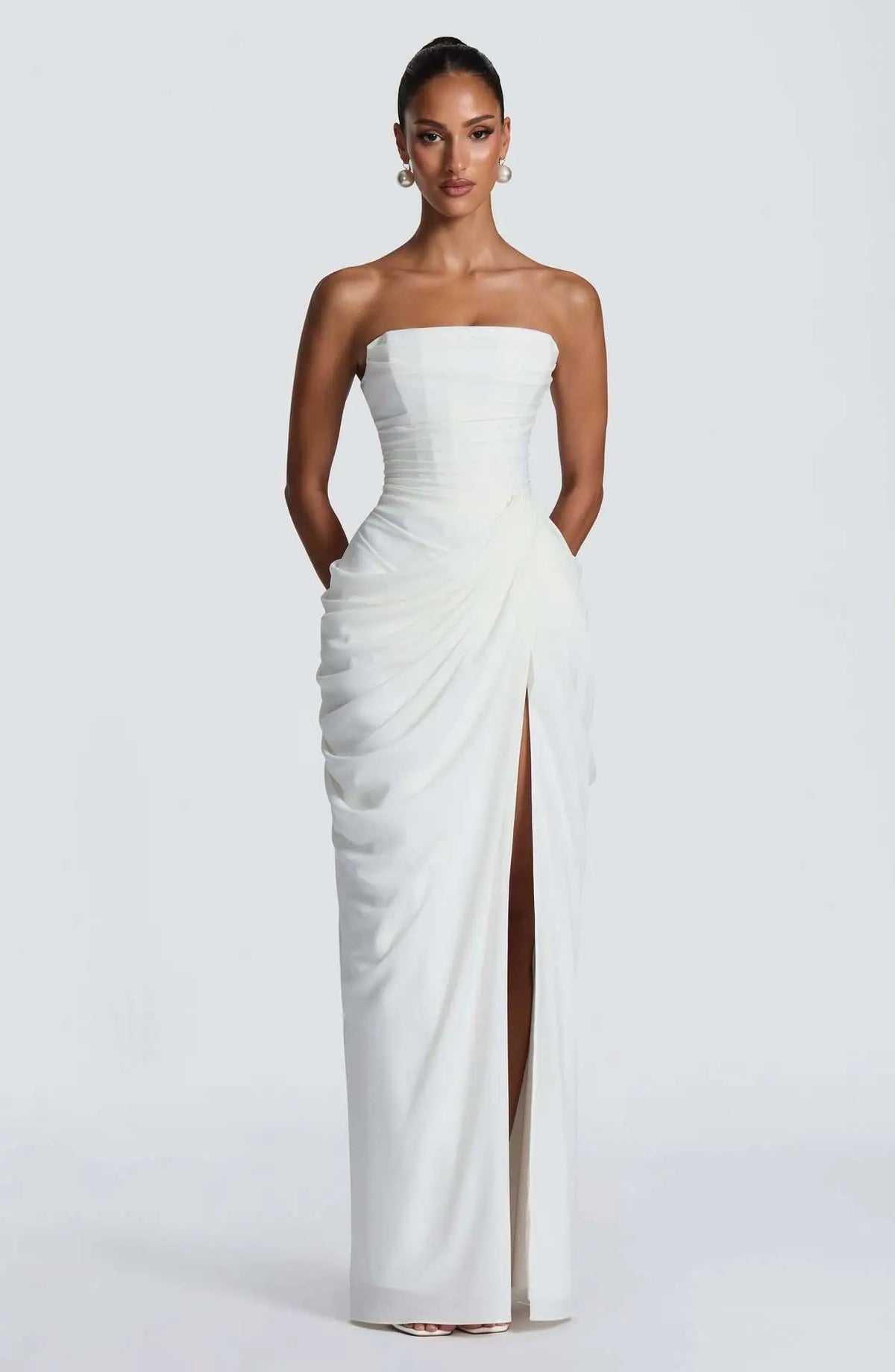 Strapless Pleated Mermaid Maxi Dress