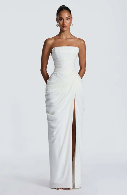 Strapless Pleated Mermaid Maxi Dress