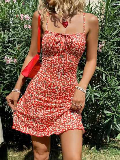 Women’s Red Floral Print Mini Dress