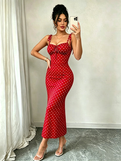Red Polka Dot Fishtail Skirt – Slim Fit Vintage Style