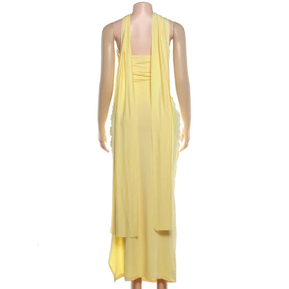Off-Shoulder Ruched Backless Maxi Dress