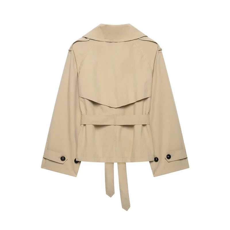 Jacket with Belt Decoration Parka Trench Coat