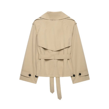 Jacket with Belt Decoration Parka Trench Coat