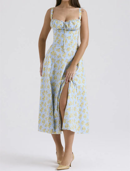 Elegant Square-Neck Halter Maxi Dress