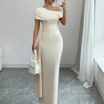 Women's Off-Shoulder Ruched Bodycon Maxi Dress