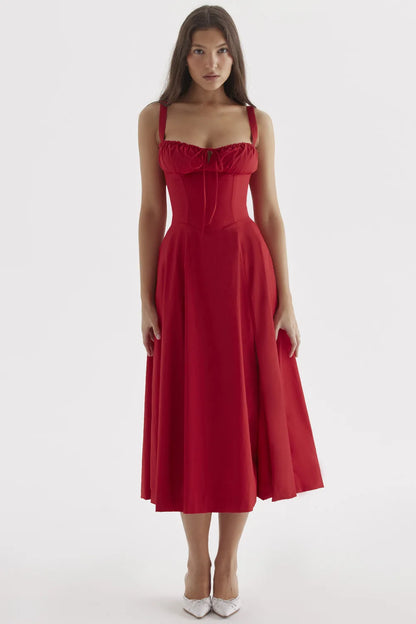 Elegant Square-Neck Halter Maxi Dress