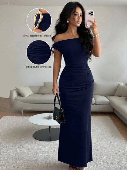 legant Off-Shoulder Evening Gown